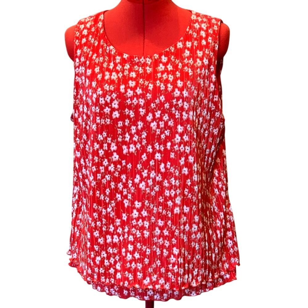 Banana Republic red crinkle swing blouse sz Lg